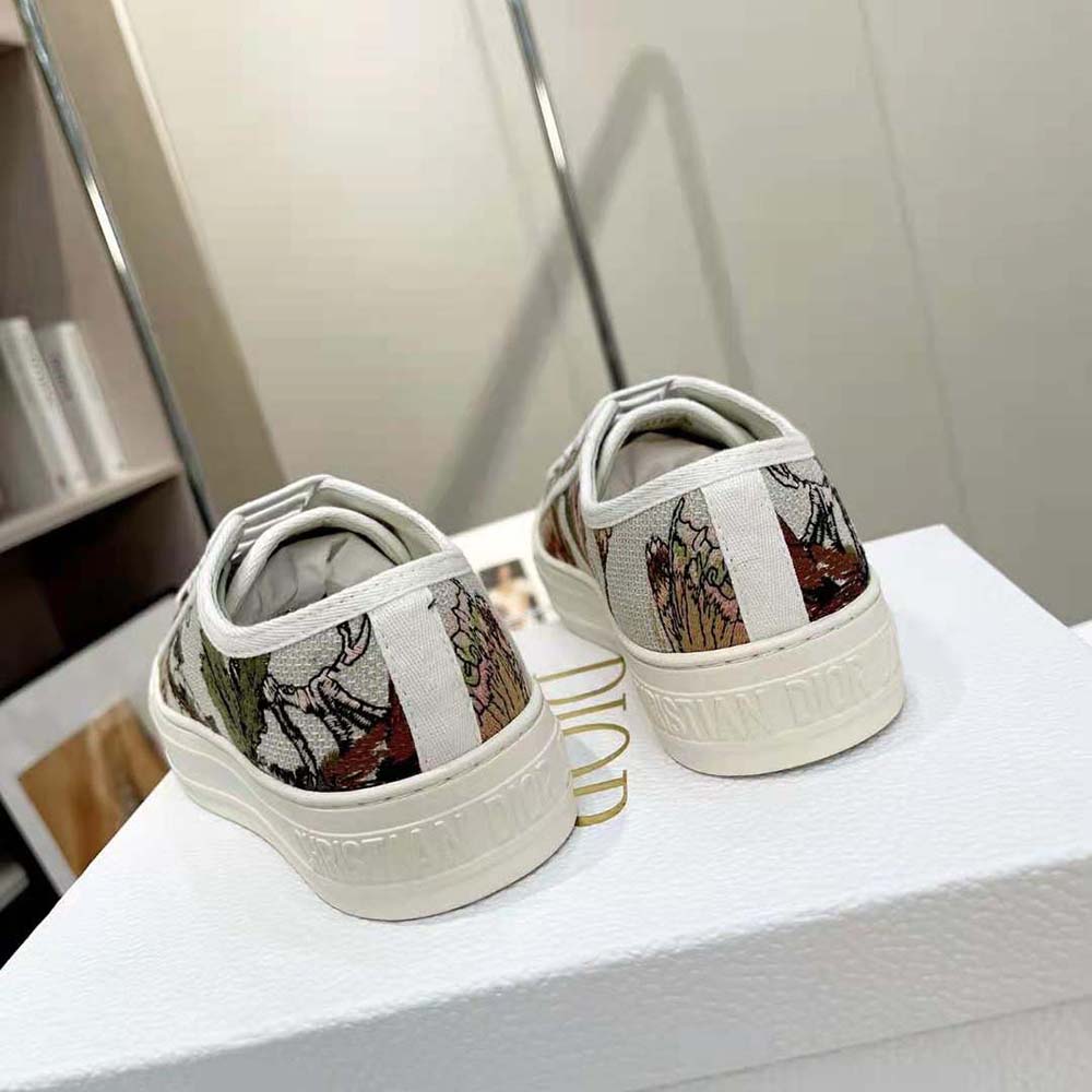 GIÀY Dior Women Walk’N’Dior Sneaker White Multicolor Cotton with Dior Jardin Botanique Embroidery