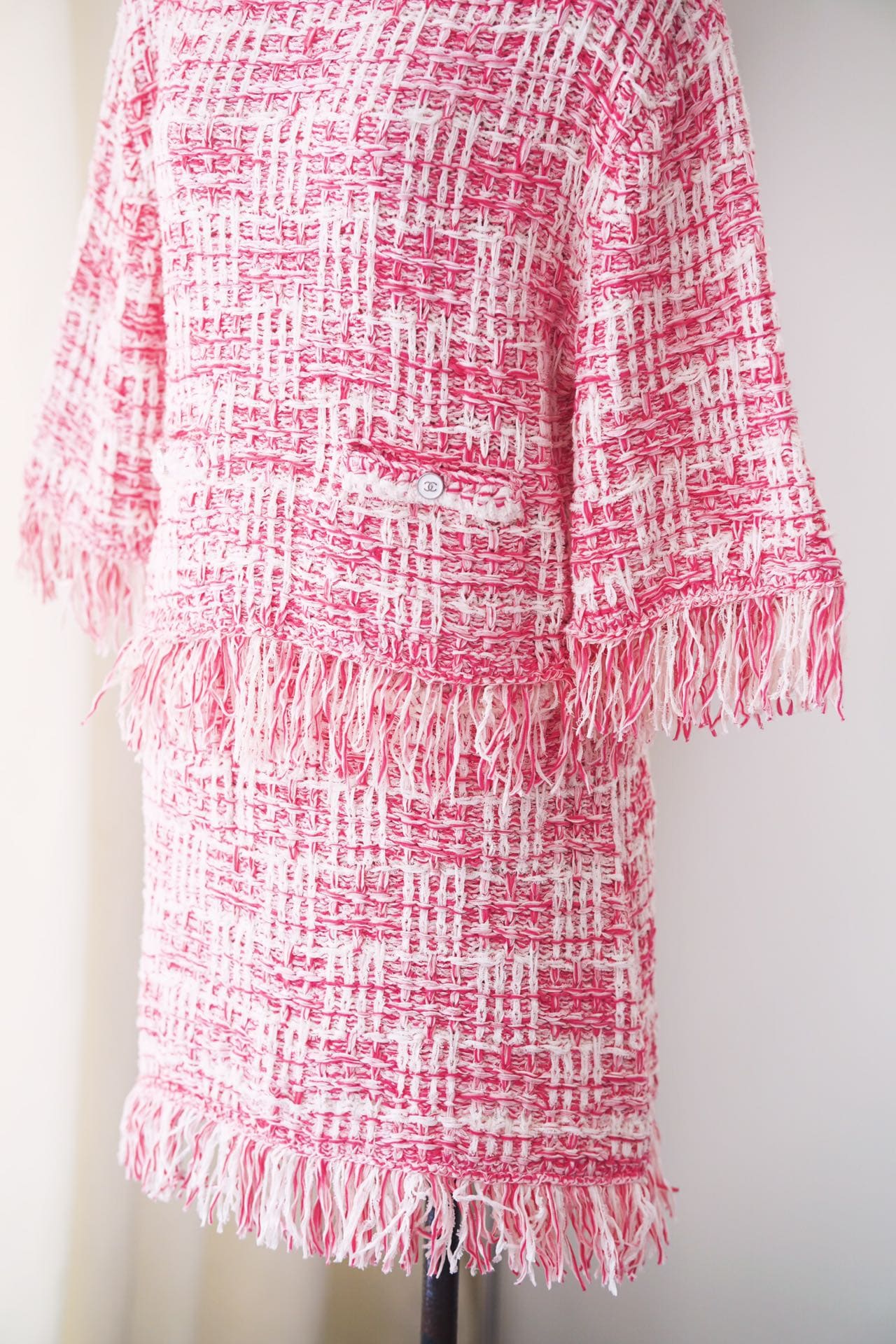 BỘ ĐỒ CHANEL MÀU HỒNG TWEED PINK MID DRESS High Classy