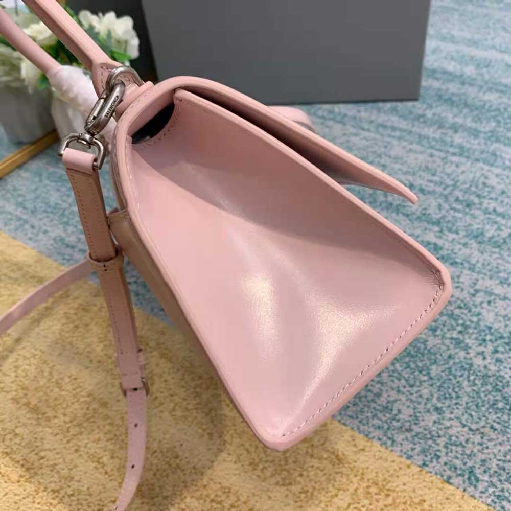 TÚI Balenciaga Hourglass Small Top Handle Bag in Light Pink Shiny Box Calfskin