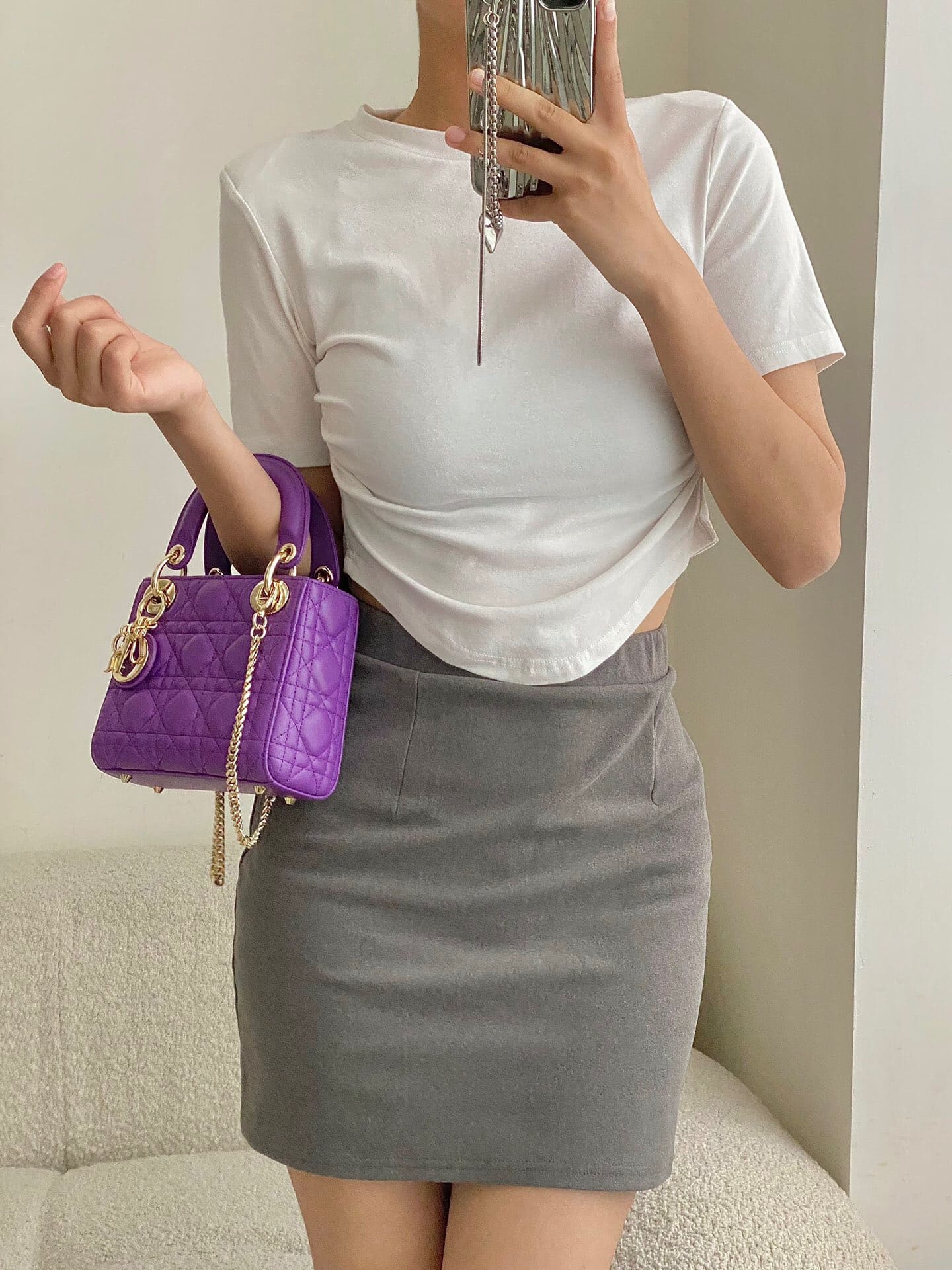 TÚI CHRISTIAN DIOR Lady Dior Bag Purple Cannage Lambskin