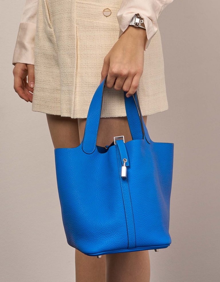 TÚI Hermès Picotin 22 Taurillon Clemence Blue Hydra