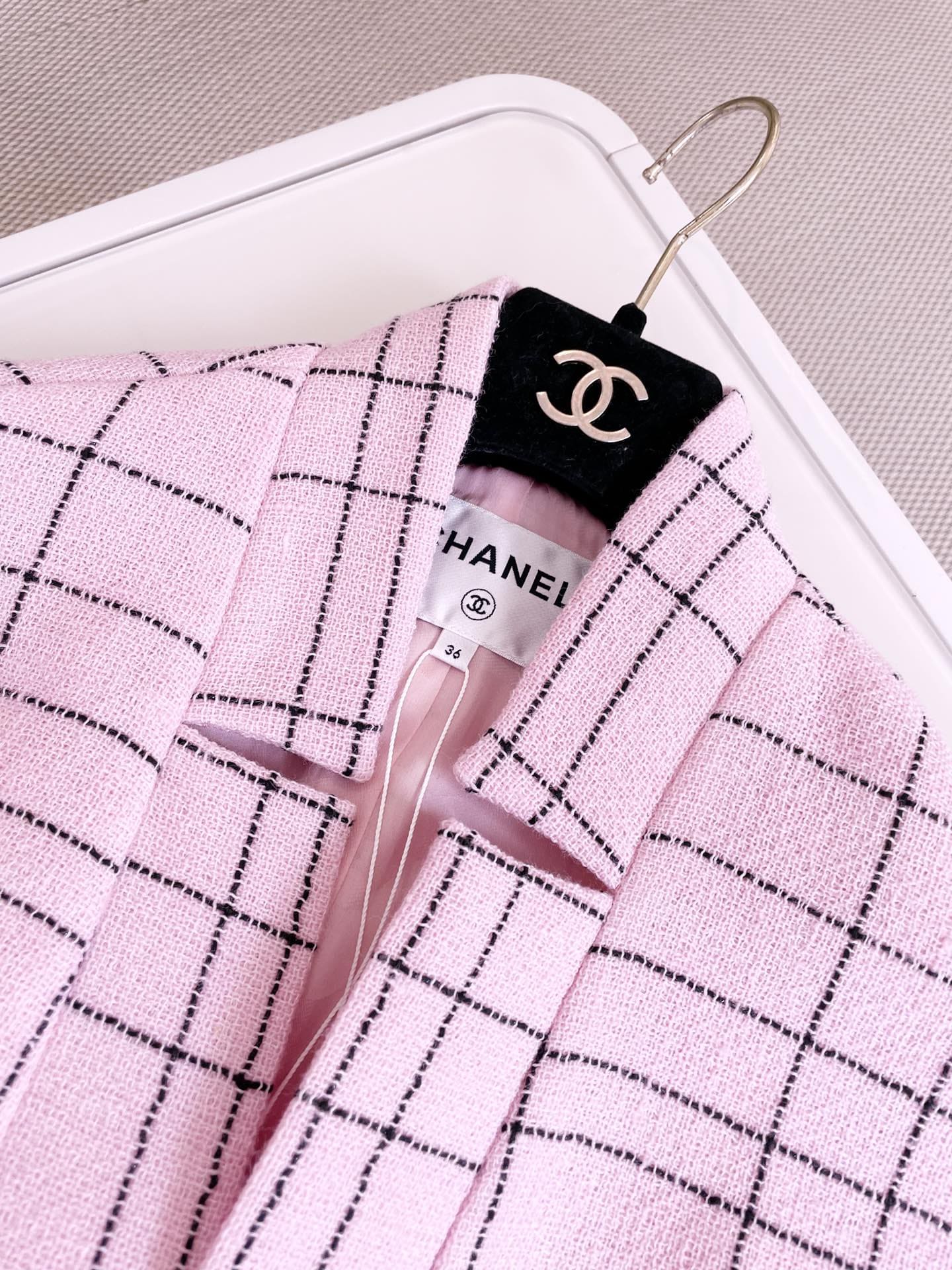 BỘ ĐỒ CHANEL CAMELLIA MÀU HỒNG NHẠT LIGHT PINK MID DRESS High Classy