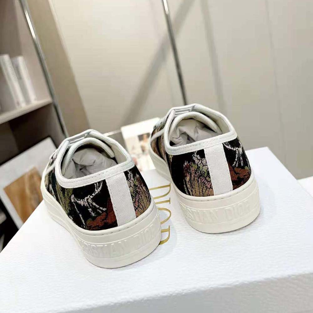 GIÀY Dior Women Walk’N’Dior Sneaker Black Multicolor Cotton with Dior Jardin Botanique Embroidery