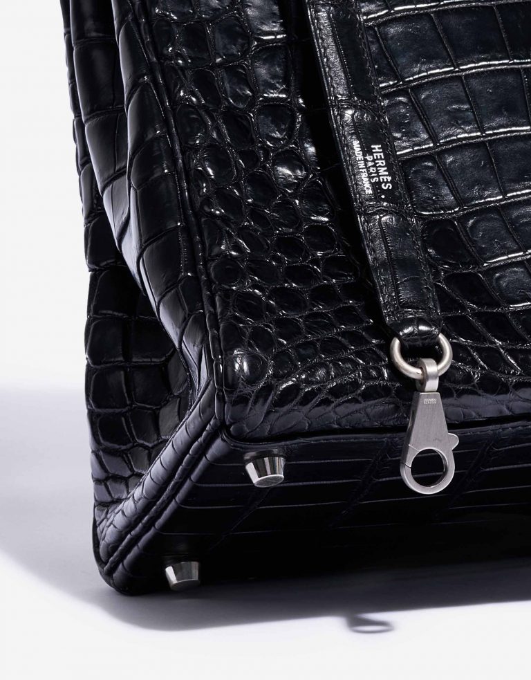 TÚI Hermès Kelly 35 Matte Niloticus Black Silver Buckle khóa trắng