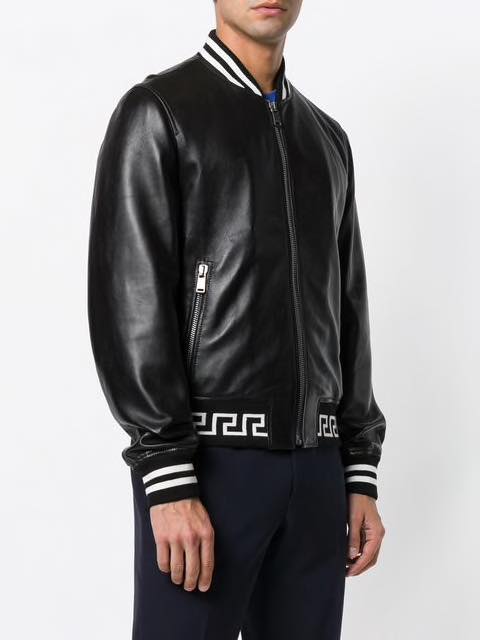 ÁO DA VERSACE LEATHER JACKET WITH LOGO LAMBSKIN DA CỪU
