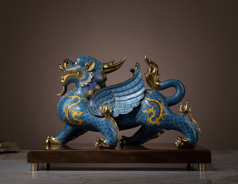 TƯỢNG CẢNH THÁI LAM TỲ HƯU ĐỒNG PHONG THỦY MẠ VÀNG 24K