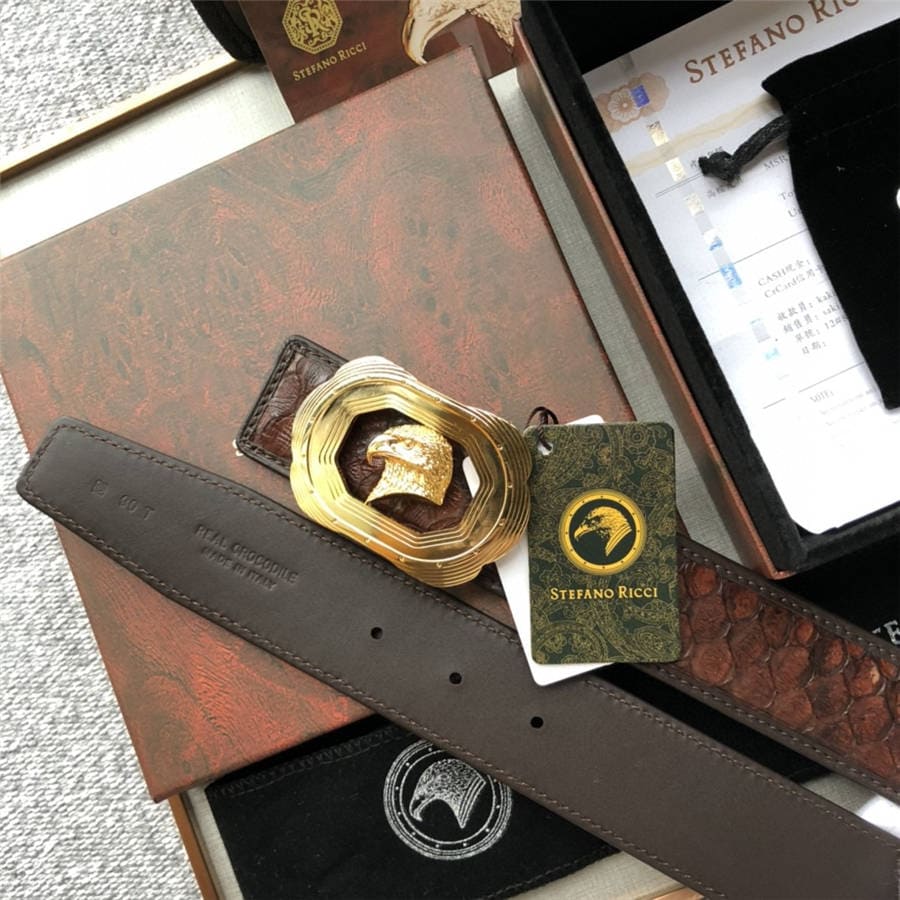 DÂY LƯNG STEFANO RICCI PYTHON LEATHER DA TRĂN Belt Khóa bạc