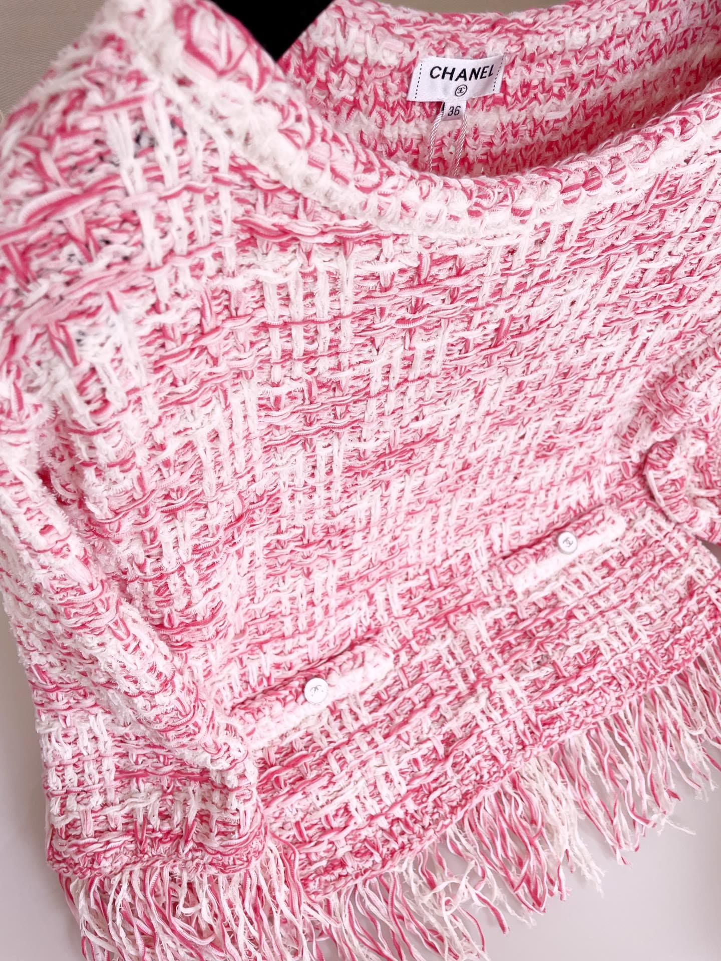 BỘ ĐỒ CHANEL MÀU HỒNG TWEED PINK MID DRESS High Classy