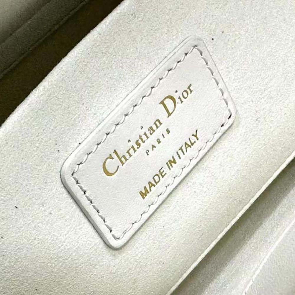 TÚI Dior Women Medium Lady D-joy Bag Latte Quilted-Effect Lambskin with Ornamental Motif