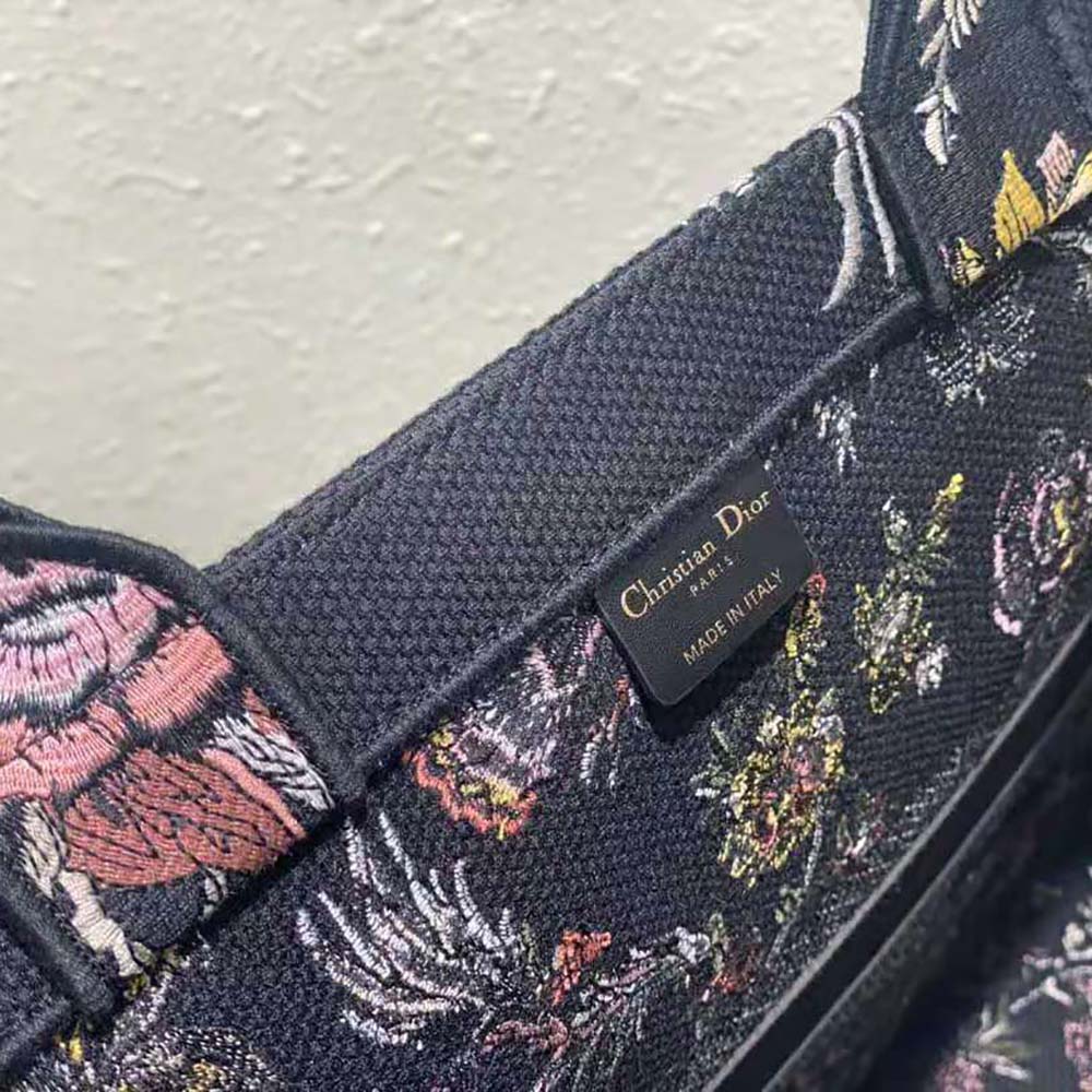 TÚI Christian Dior Book Tote Black Multicolor Dior Jardin Botanique Embroidery