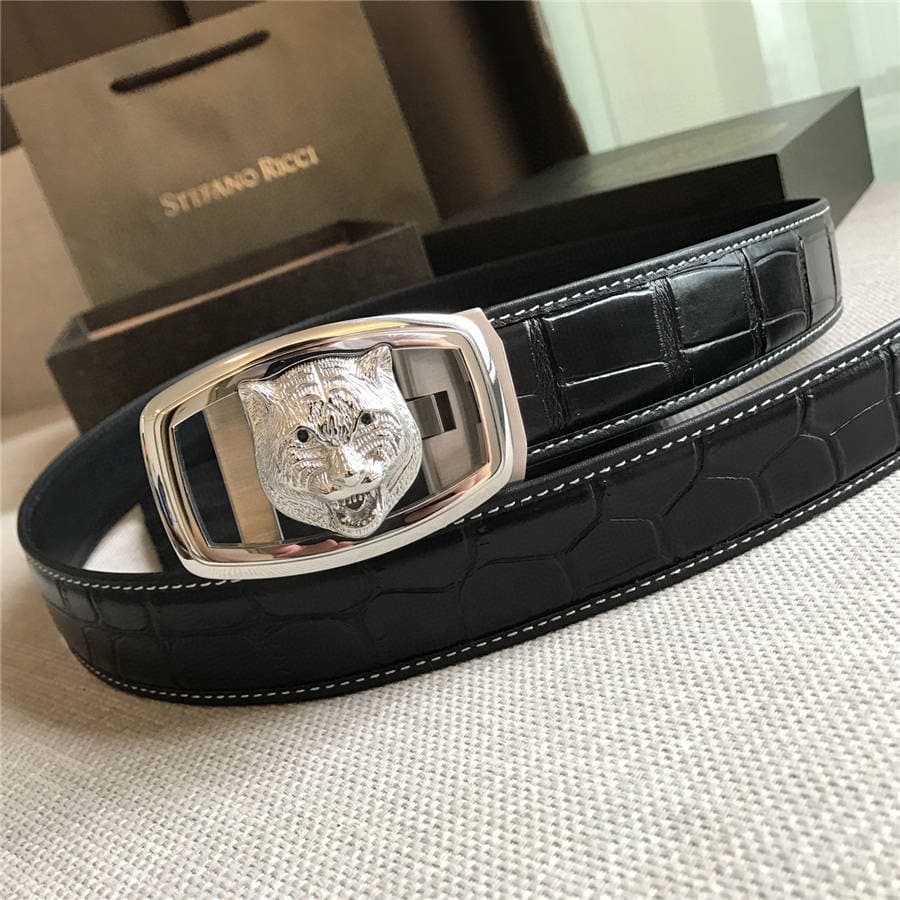 DÂY LƯNG STEFANO RICCI CROCODILE LEATHER DA CÁ SẤU Belt Khóa vàng