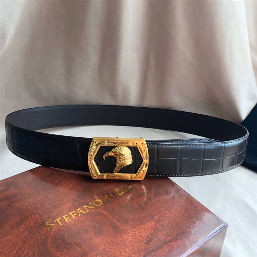 DÂY LƯNG STEFANO RICCI CROCODILE LEATHER DA CÁ SẤU Belt Khóa vàng
