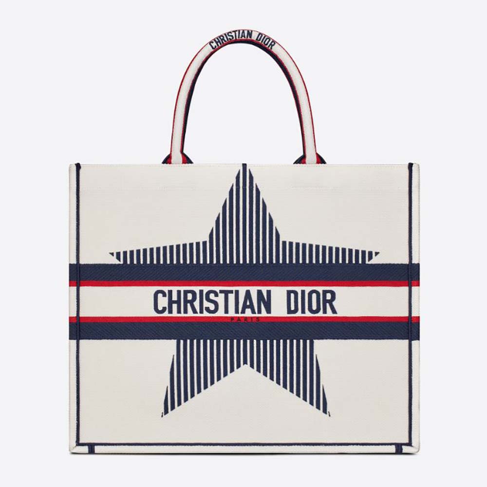 TÚI Dior Women Dioralps Dior Book Tote White Three-Tone Embroidery