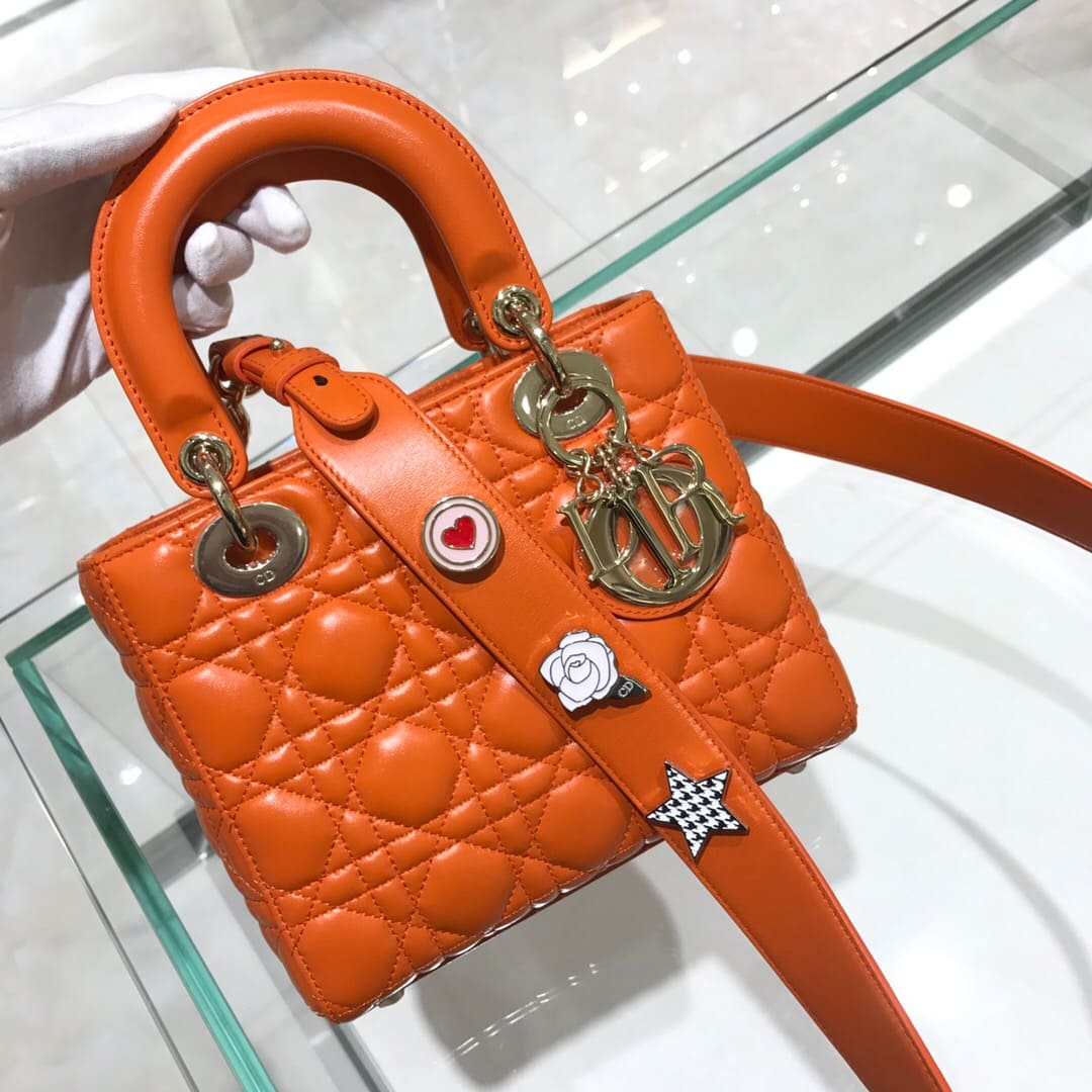 TÚI CHRISTIAN DIOR Lady Dior Bag Orange Cannage Lambskin Top Quality