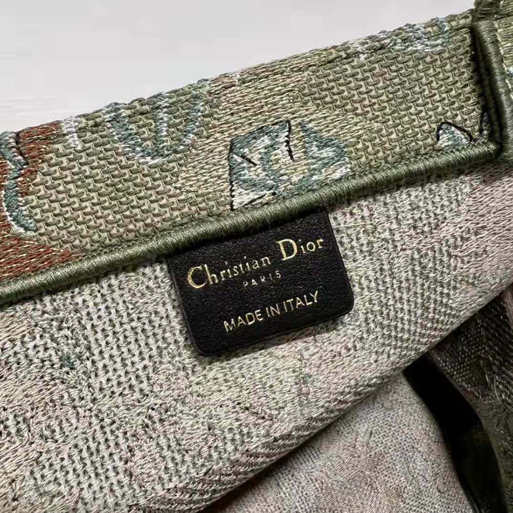 TÚI Christian Dior Book Tote Metallic Green Dior Brocart Embroidery