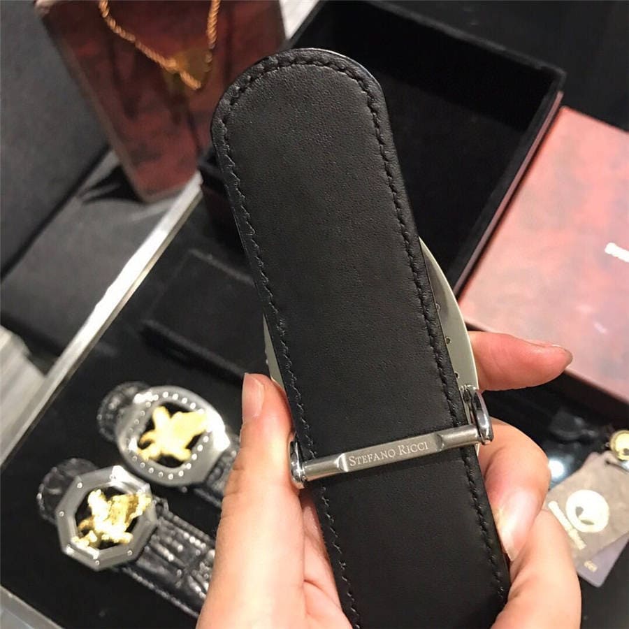 DÂY LƯNG STEFANO RICCI CROCODILE LEATHER DA CÁ SẤU Belt Khóa bạc