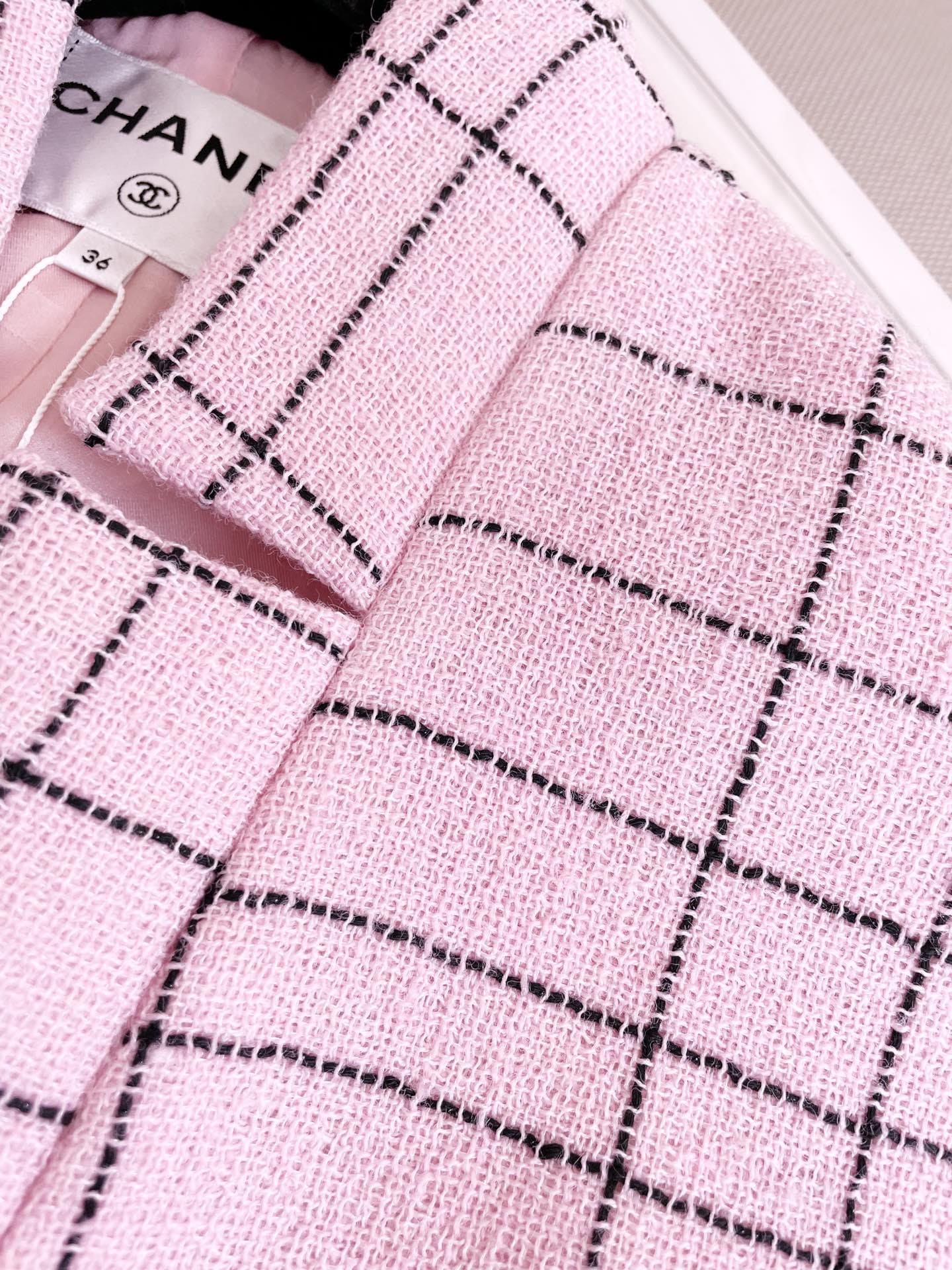 BỘ ĐỒ CHANEL CAMELLIA MÀU HỒNG NHẠT LIGHT PINK MID DRESS High Classy