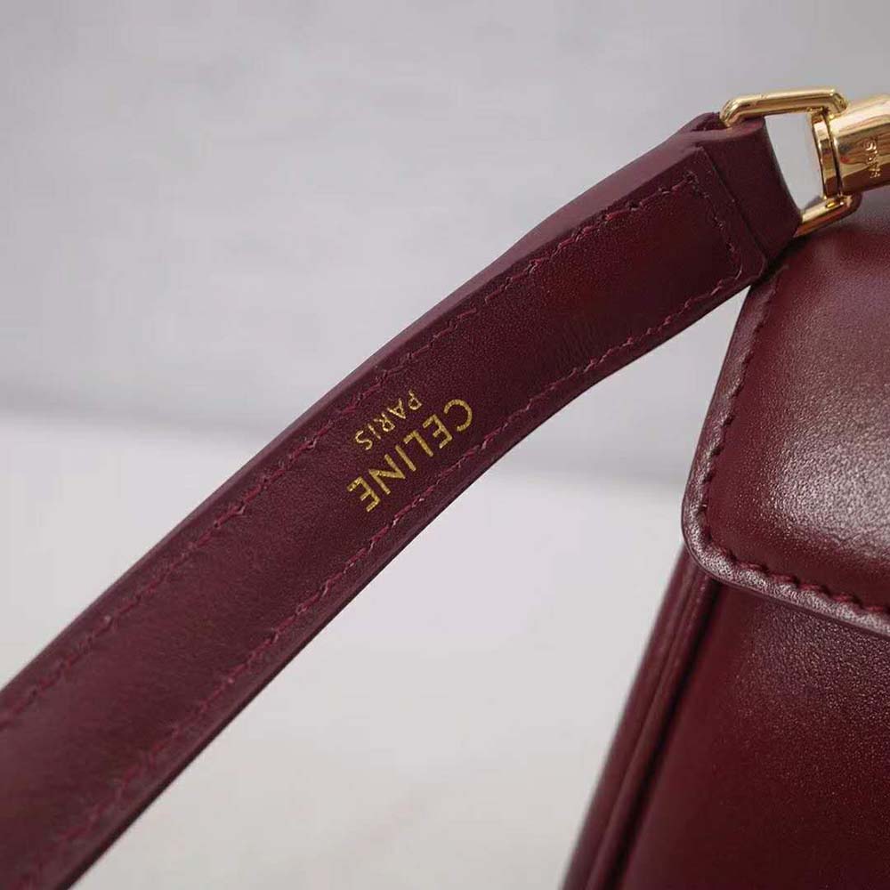 TÚI Celine Women Small 16 Bag in Satinated Calfskin-Maroon