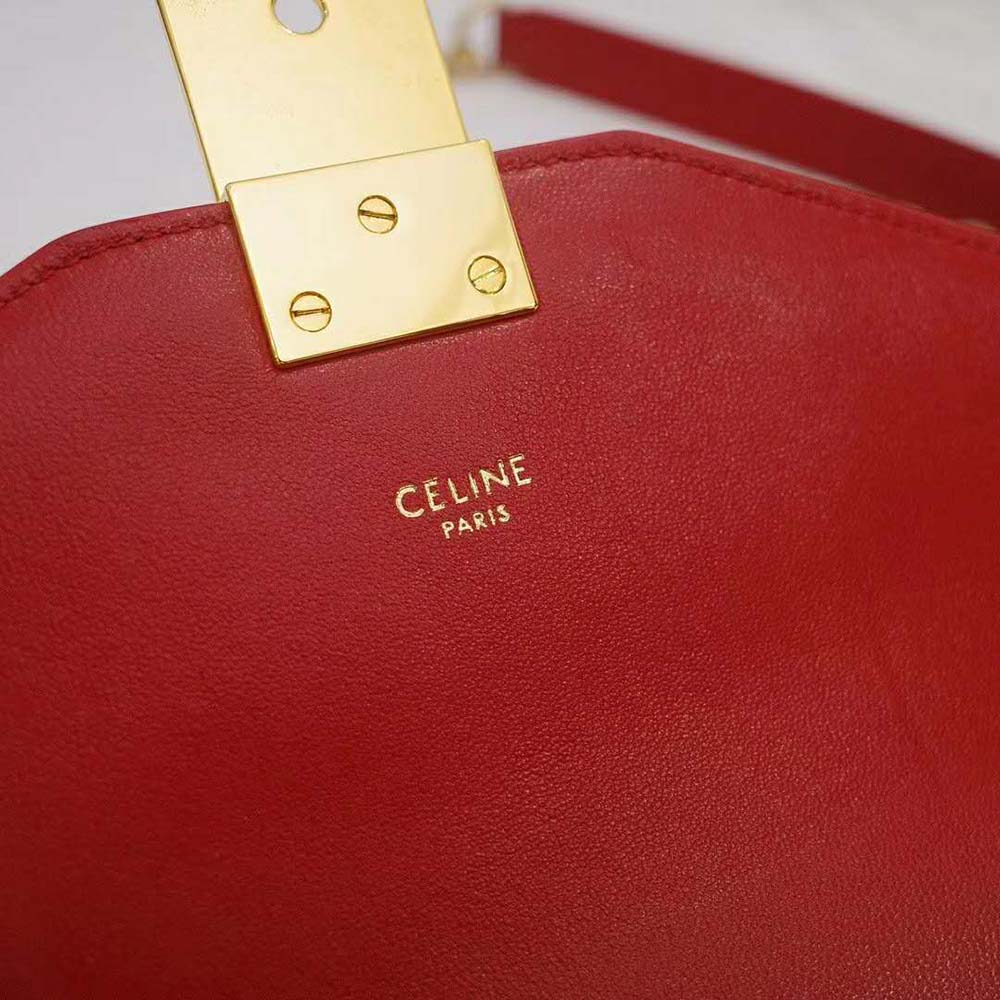 TÚI Celine Women Medium C Bag in Shiny Calfskin Leather-Red