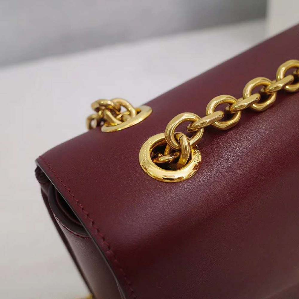 TÚI Celine Women Medium C Bag in Shiny Calfskin Leather-Maroon