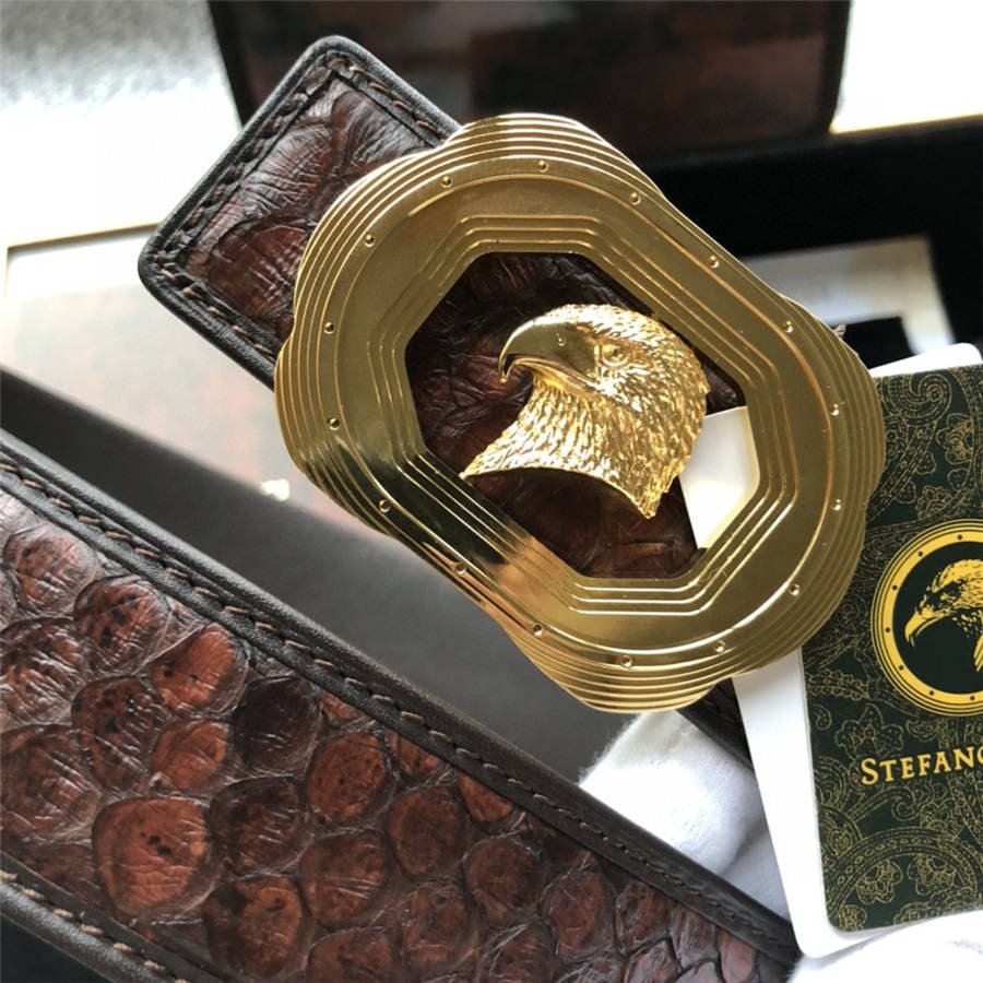 DÂY LƯNG STEFANO RICCI PYTHON LEATHER DA TRĂN Belt Khóa bạc