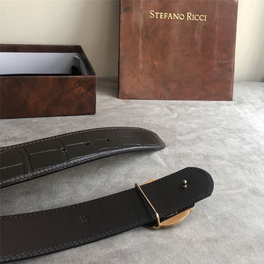 DÂY LƯNG STEFANO RICCI CROCODILE LEATHER DA CÁ SẤU Belt Khóa vàng