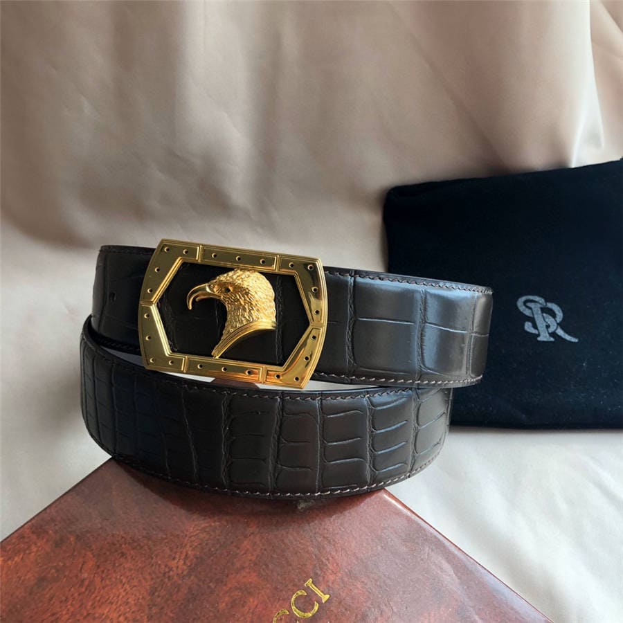 DÂY LƯNG STEFANO RICCI CROCODILE LEATHER DA CÁ SẤU Belt Khóa vàng