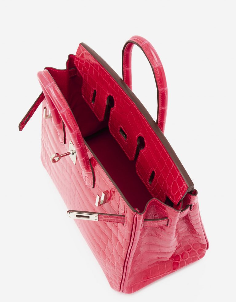 TÚI Hermès Birkin 25 Niloticus Crocodile Lisse Rose Extreme Silver Buckle khóa trắng