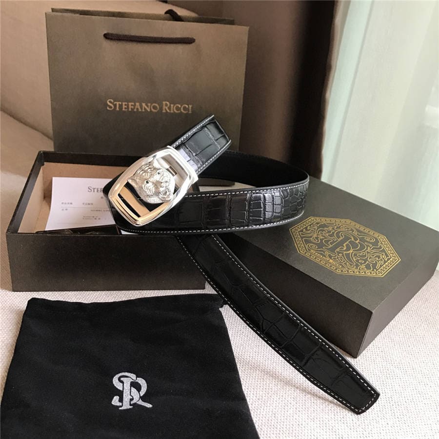 DÂY LƯNG STEFANO RICCI CROCODILE LEATHER DA CÁ SẤU Belt Khóa bạc