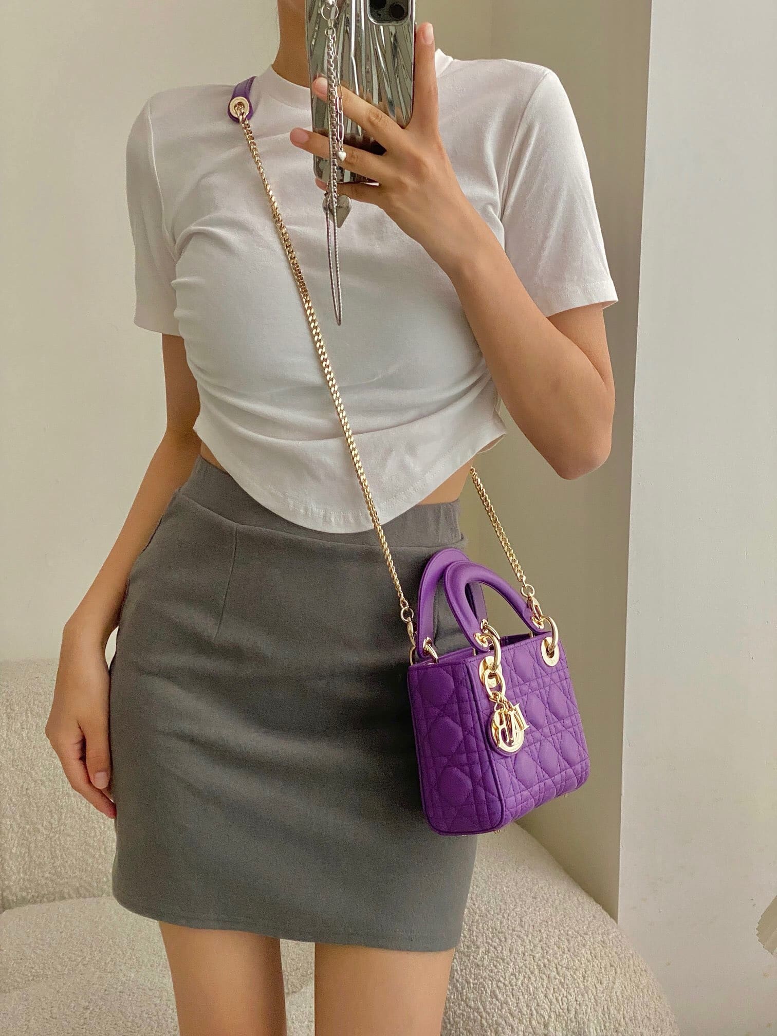 TÚI CHRISTIAN DIOR Lady Dior Bag Purple Cannage Lambskin