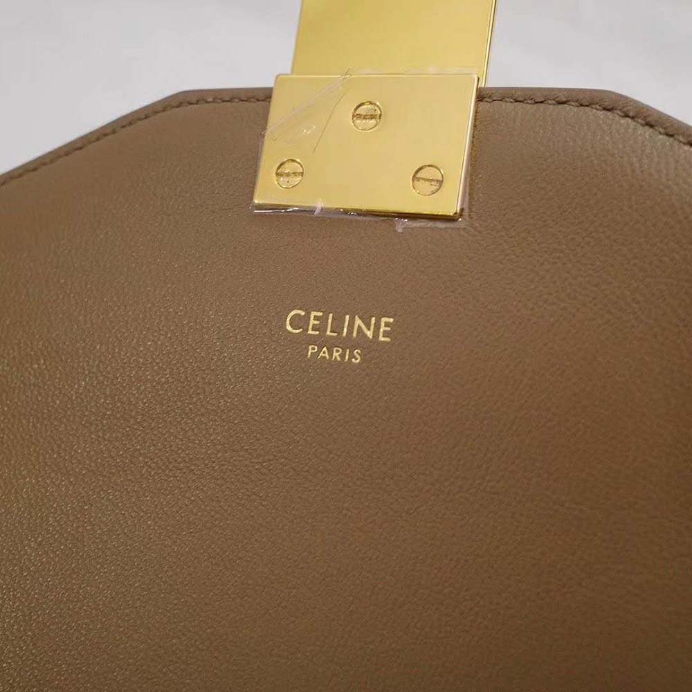 TÚI Celine Women Medium C Bag in Shiny Calfskin Leather-Sandy