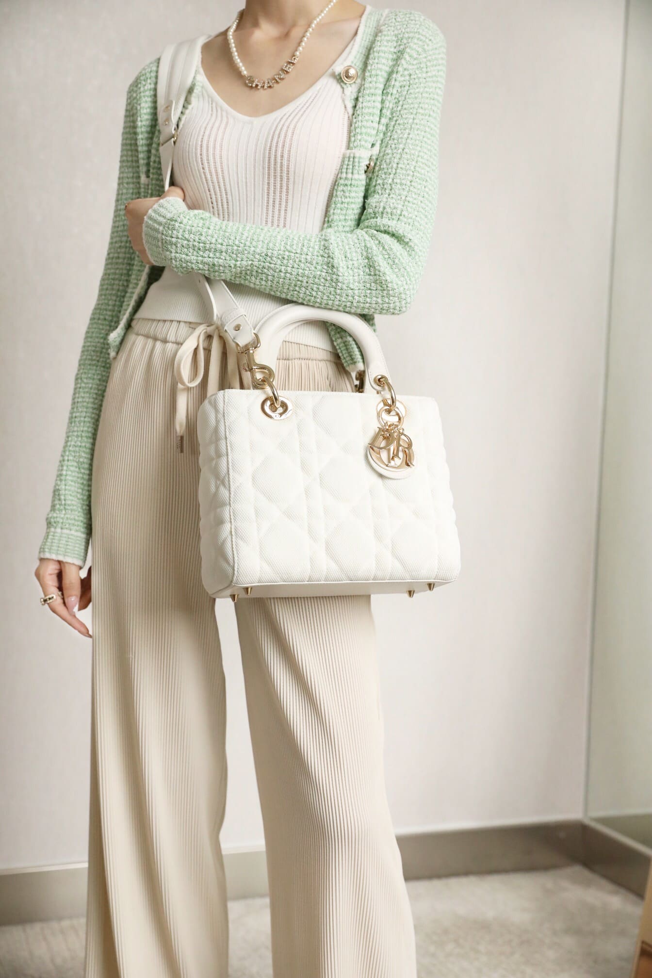 TÚI CHRISTIAN DIOR LADY DIOR Bag Bright Mesh White