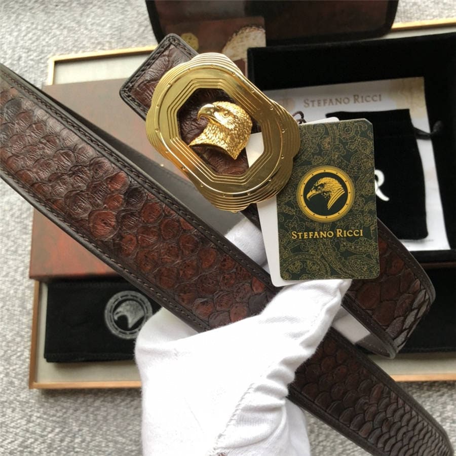 DÂY LƯNG STEFANO RICCI PYTHON LEATHER DA TRĂN Belt Khóa vàng