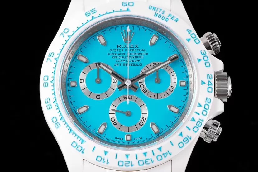 Đồng hồ Rolex Daytona AET Remould Abu Dhabi ceramic mặt số màu xanh vỏ gốm