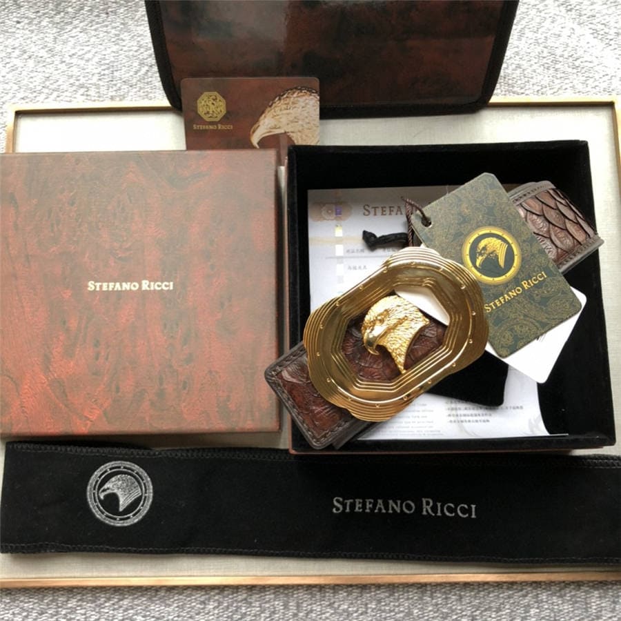 DÂY LƯNG STEFANO RICCI PYTHON LEATHER DA TRĂN Belt Khóa vàng