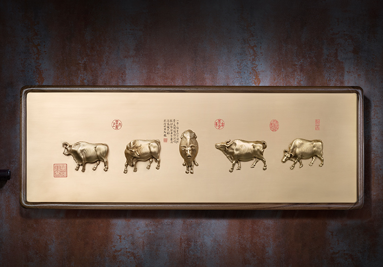 Tranh Cát Tường Ngũ Ngưu Đồ