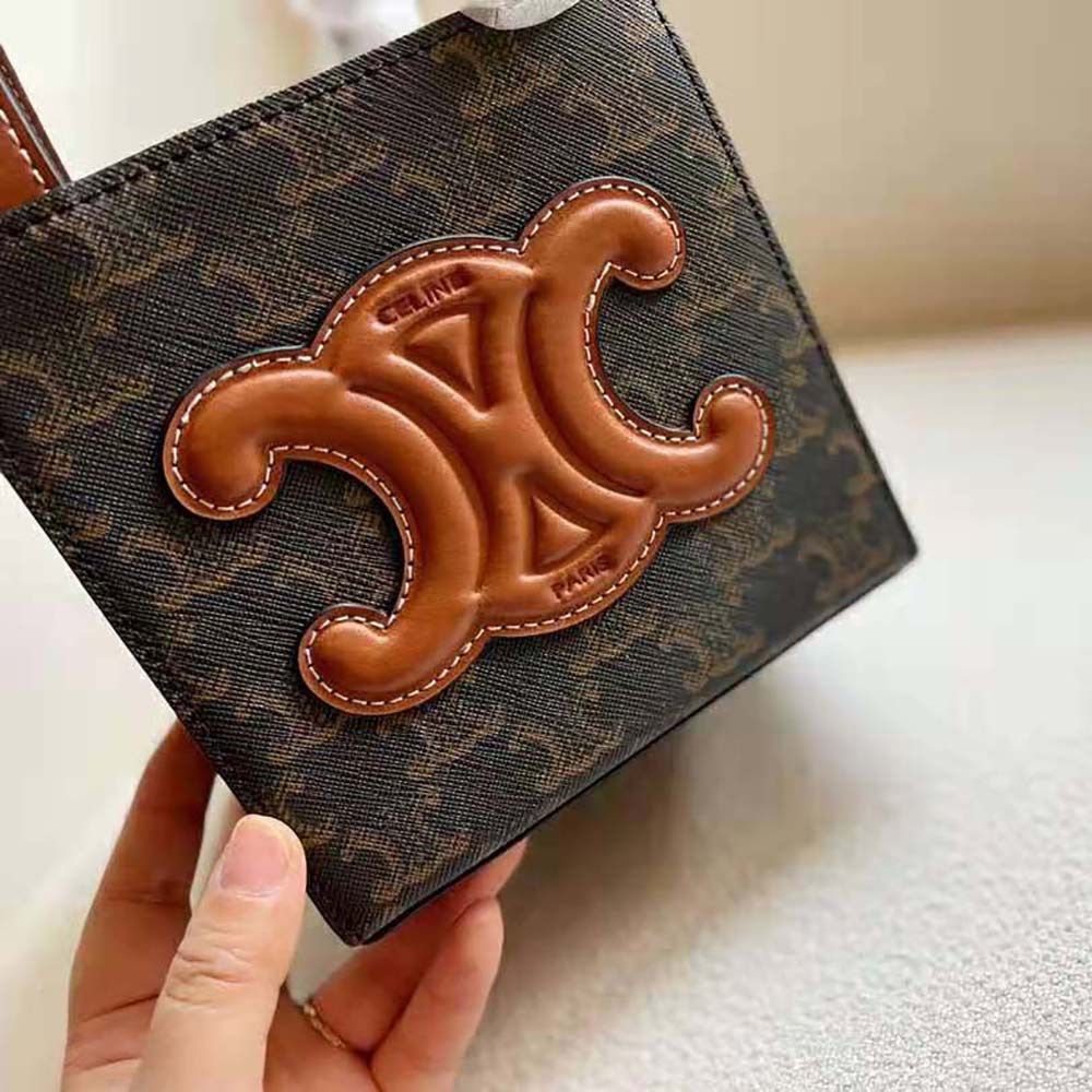 TÚI Celine Women Cube Bag Cuir Triomphe in Triomphe Canvas and Calfskin