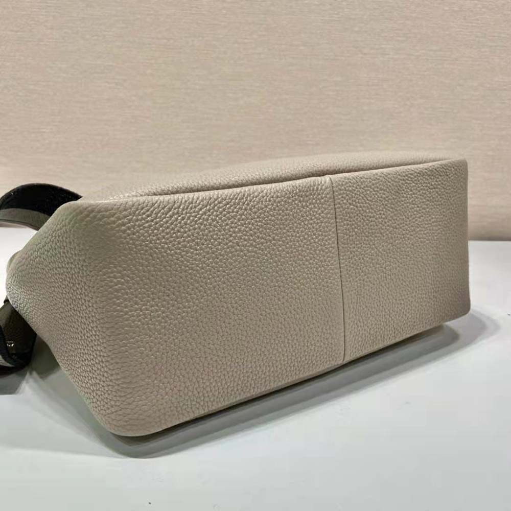 TÚI Prada Women Large Leather Handbag with the Prada Metal Lettering Logo Gleaming at Its Center-Brown