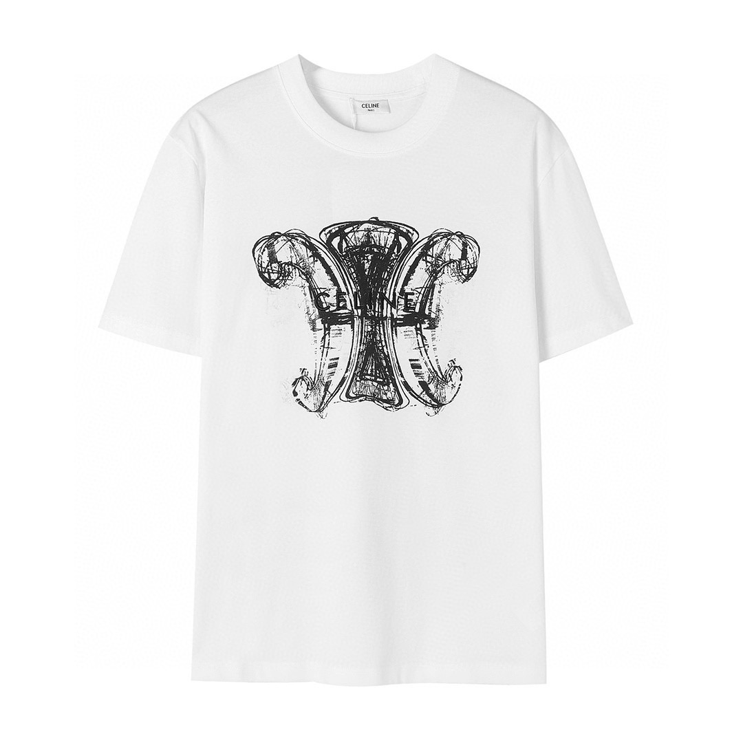ÁO CELINE PARIS print cotton jersey T-shirt