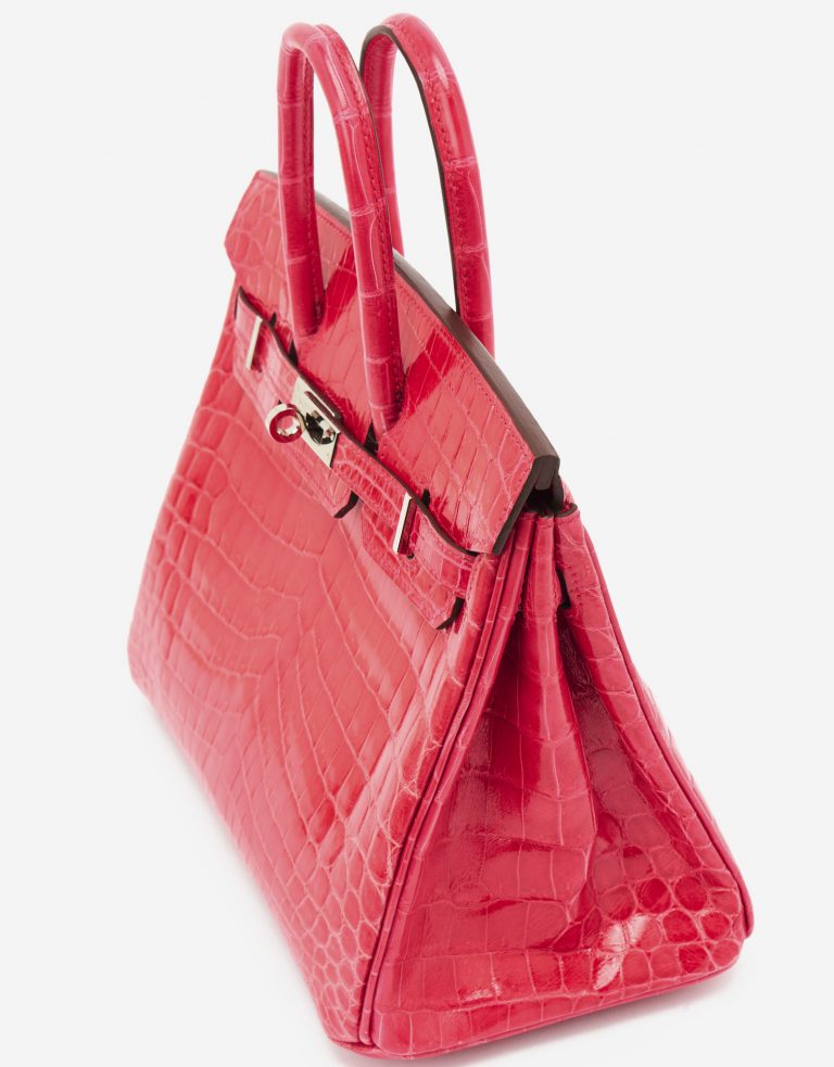 TÚI Hermès Birkin 25 Niloticus Crocodile Lisse Rose Extreme Silver Buckle khóa trắng