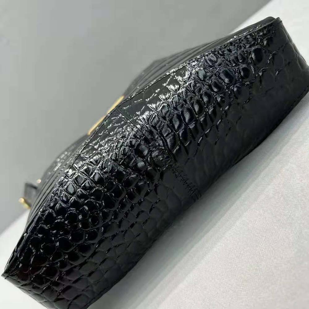 TÚI Balenciaga Women XX Small Hobo Bag Crocodile Embossed in Black