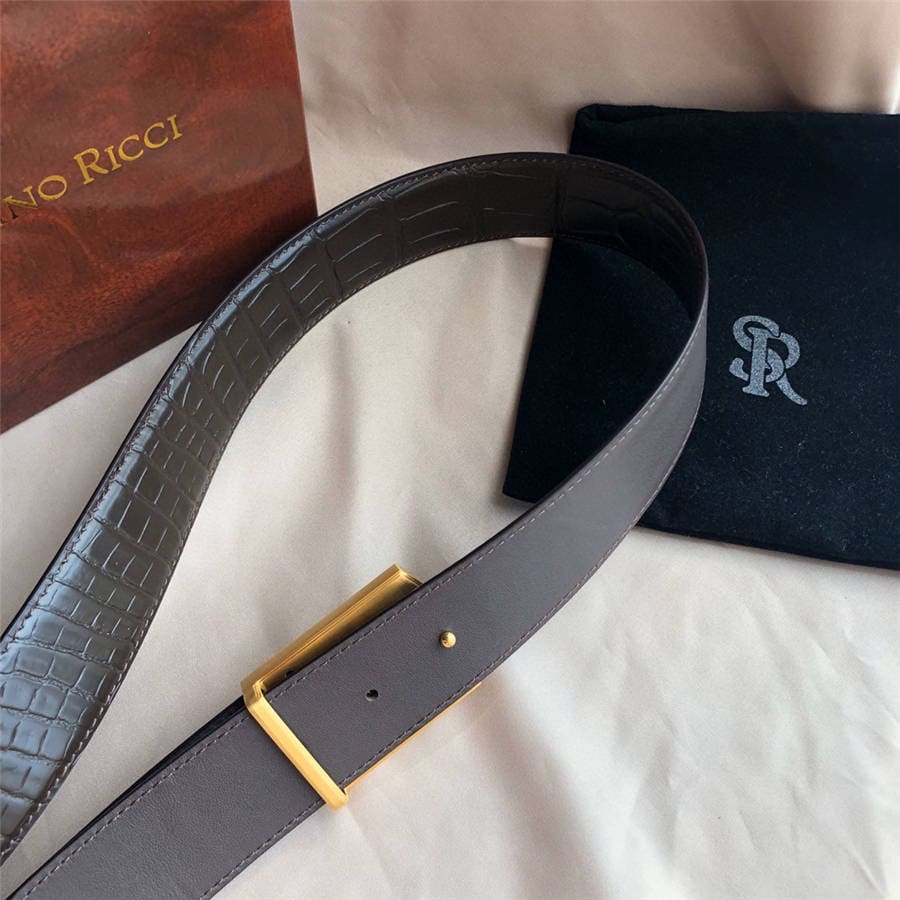 DÂY LƯNG STEFANO RICCI CROCODILE LEATHER DA CÁ SẤU Belt Khóa vàng