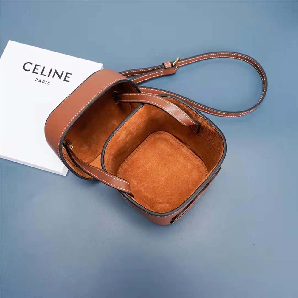 TÚI Celine Women Small Box Cuir Triomphe in Smooth Calfskin-Brown