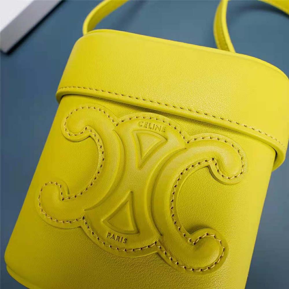 TÚI Celine Women Small Box Cuir Triomphe in Smooth Calfskin-Yellow