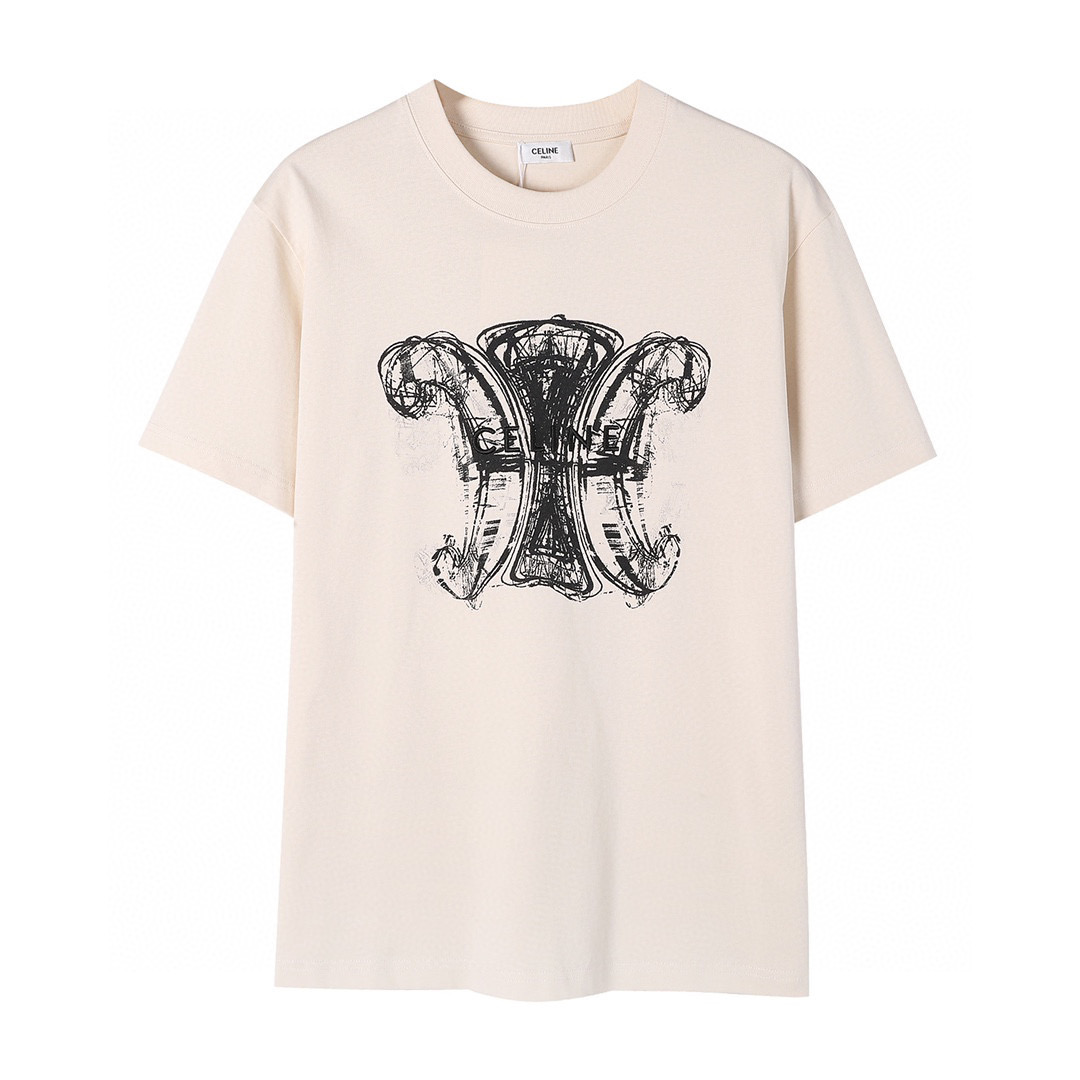 ÁO CELINE PARIS print cotton jersey T-shirt
