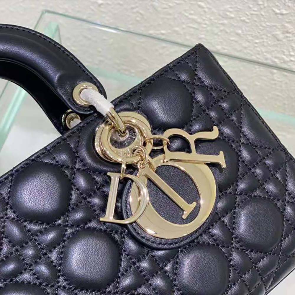 TÚI Dior Women Lady D-Joy Bag Black Cannage Lambskin