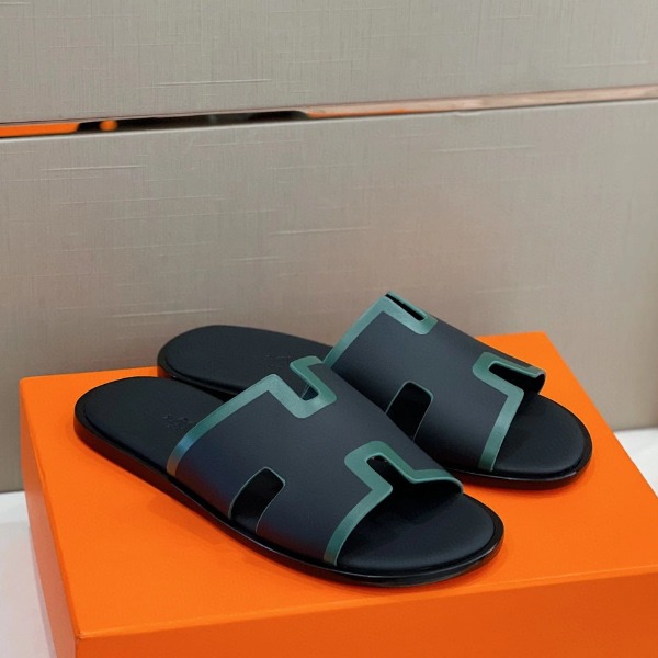 DÉP HERMES IZMIR BLACK H GREEN FRAME SANDAL AAA