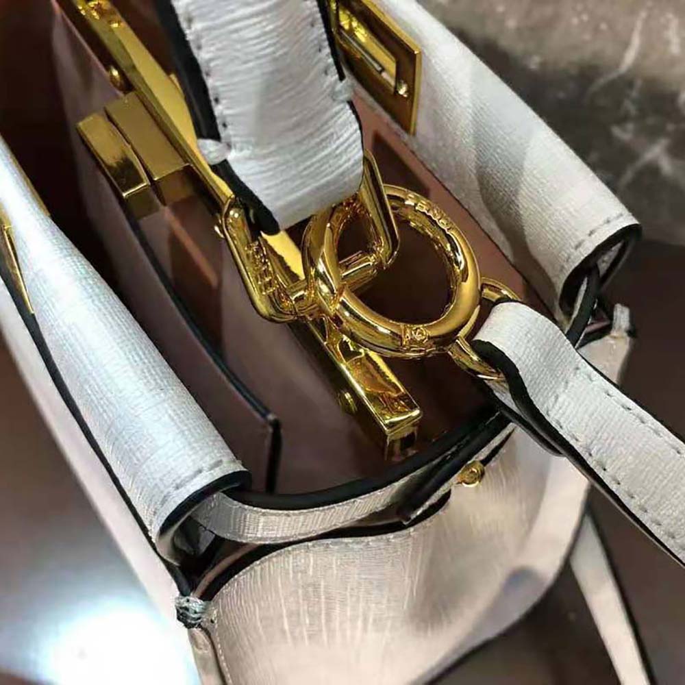 TÚI Fendi Women Baguette FF White Glazed Fabric Bag with Inlay