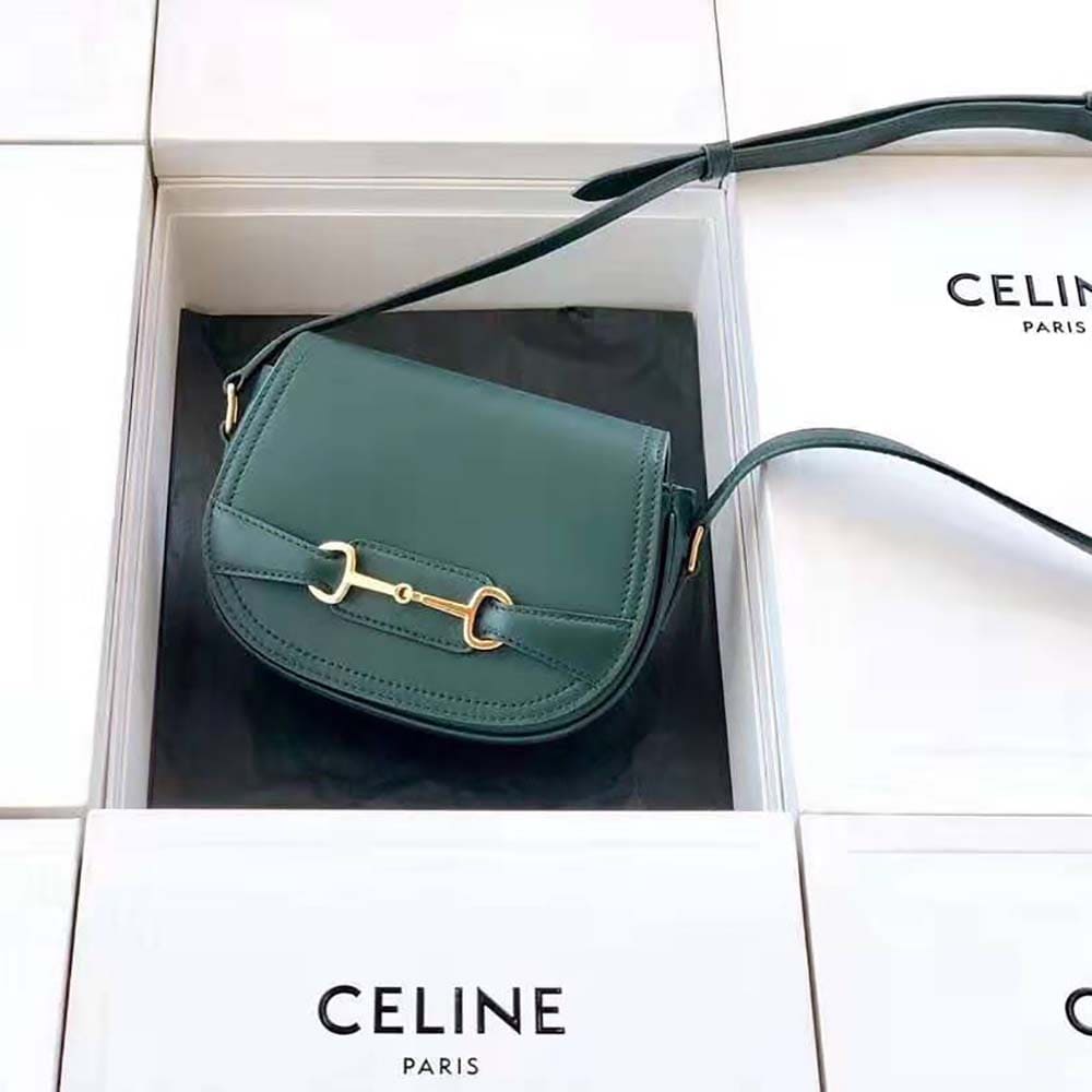 TÚI Celine Women Small Crecy Bag in Satinated Calfskin-Green