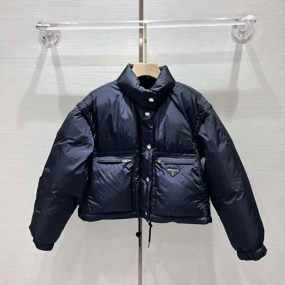 ÁO Prada Women Cropped Re-Nylon Down Jacket-Black